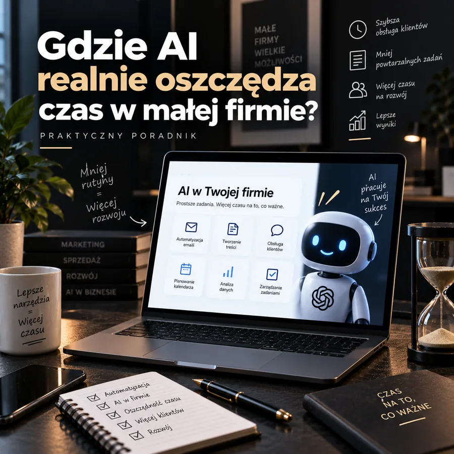 Gdzie AI realnie oszczędza czas w małej firmie - poradnik Gold Media