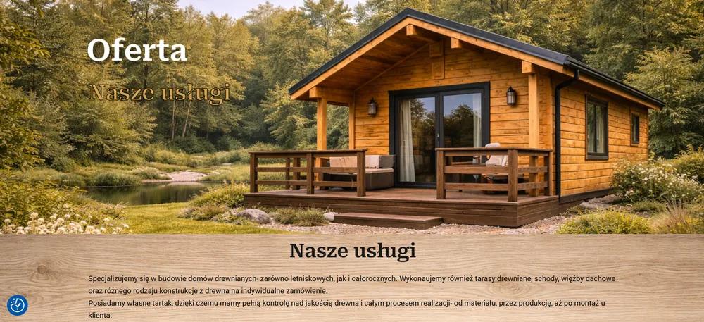Drew-Pol - podstrona oferty z opisem usług i własnego tartaku
