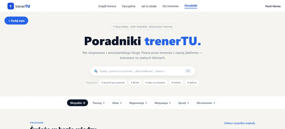 trenerTU - baza wiedzy z wyszukiwarką i kategoriami